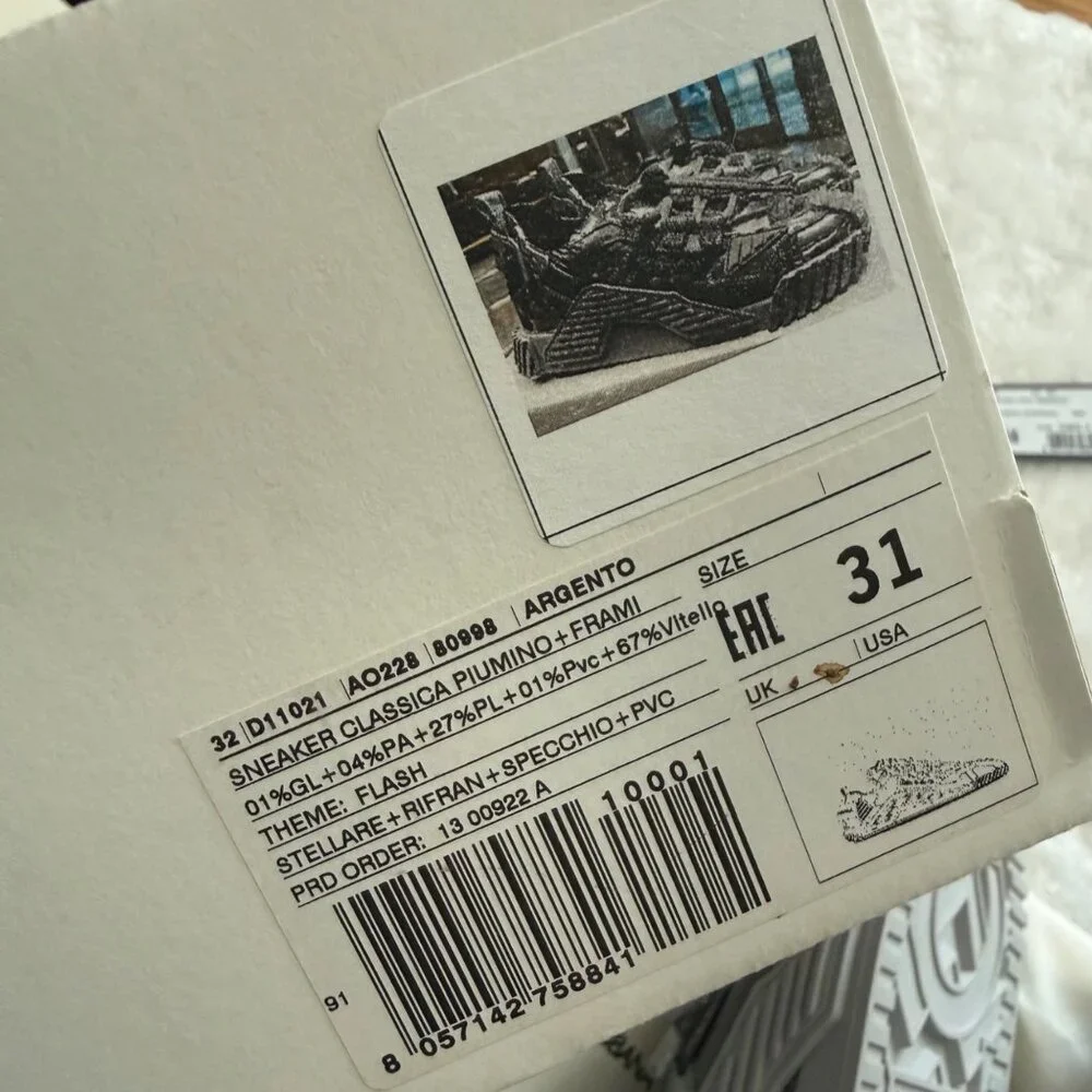 D&G Dolce & Gabbana kid boy sneakers silver size‎ 31 Argento D11021 $575
